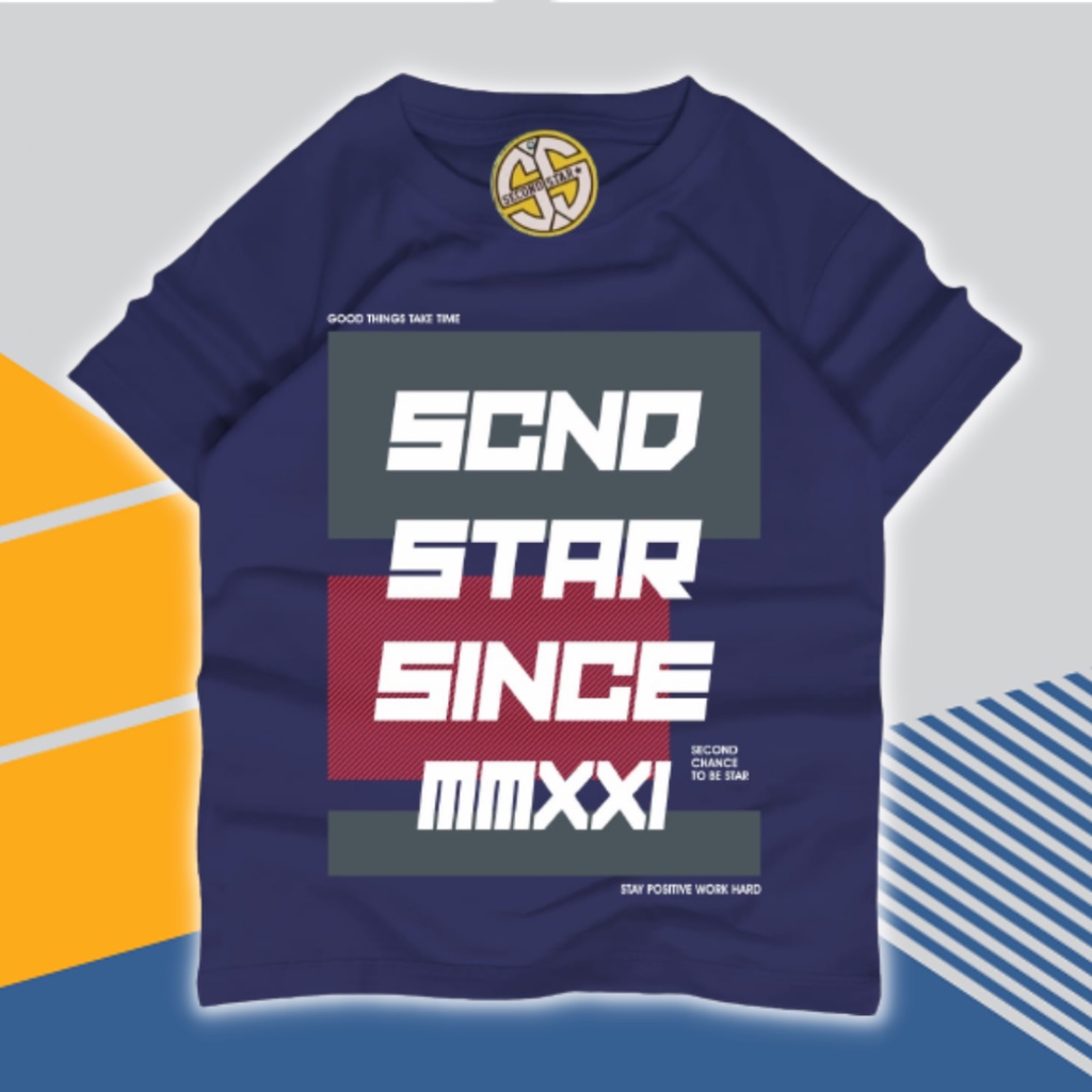 (L-XL) Second star Baju Kaos Distro Anak Laki laki Umur 6-8 Tahun Bahan Cotton -AMR085