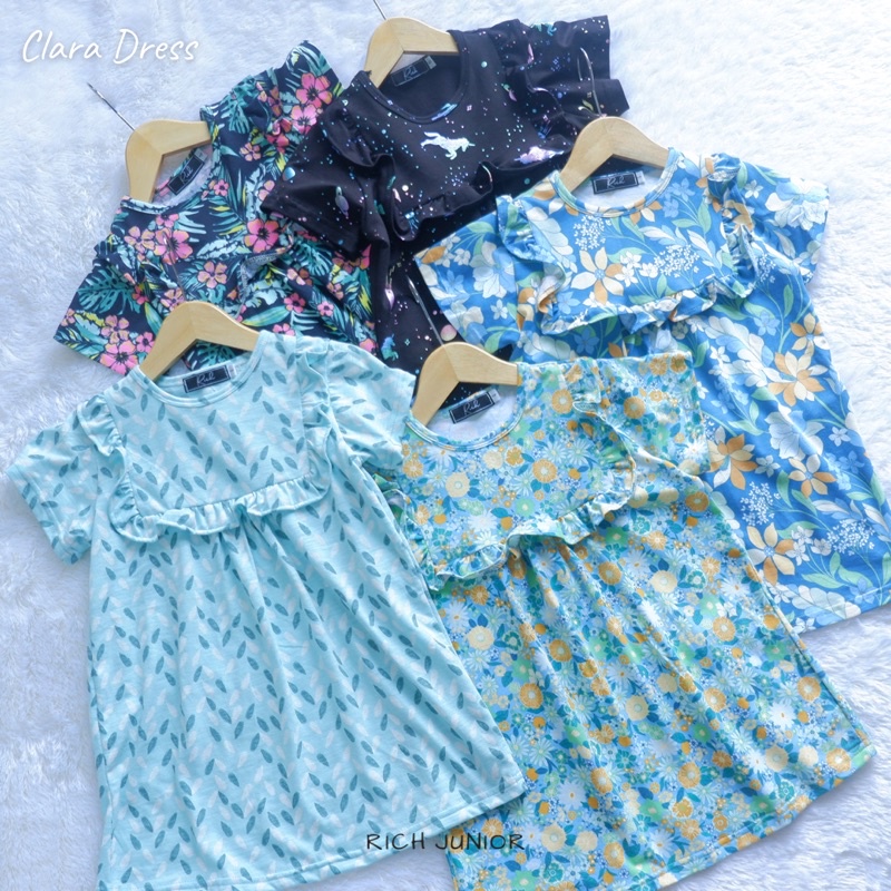 Daster harian anak perempuan katun spandek import korea motif 4 - 5 tahun - CLARA LILA DRESS