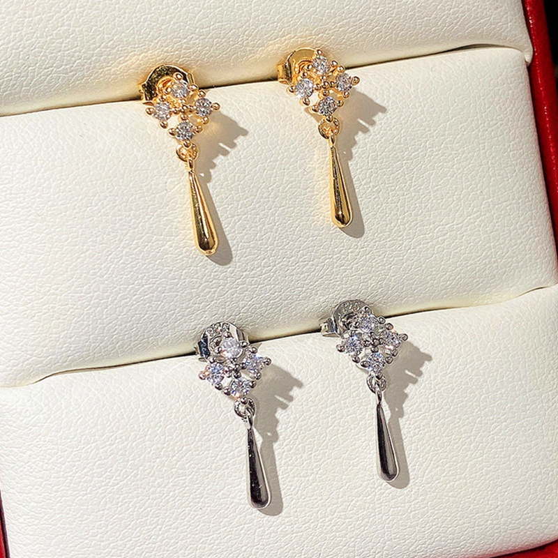 Anting Drop Warna Silver / Gold Untuk Aksesoris Wanita