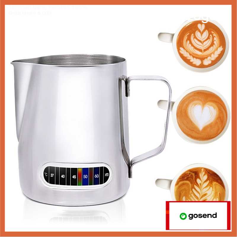 [COD] Teko Kopi Milk Jug Espresso Stainless Steel Thermometer 350ml Ceret Teko Susu Stainless Steel