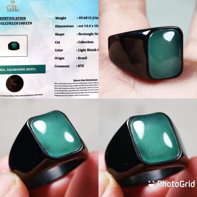 Batu akik natural Green aquamarine beserta memo