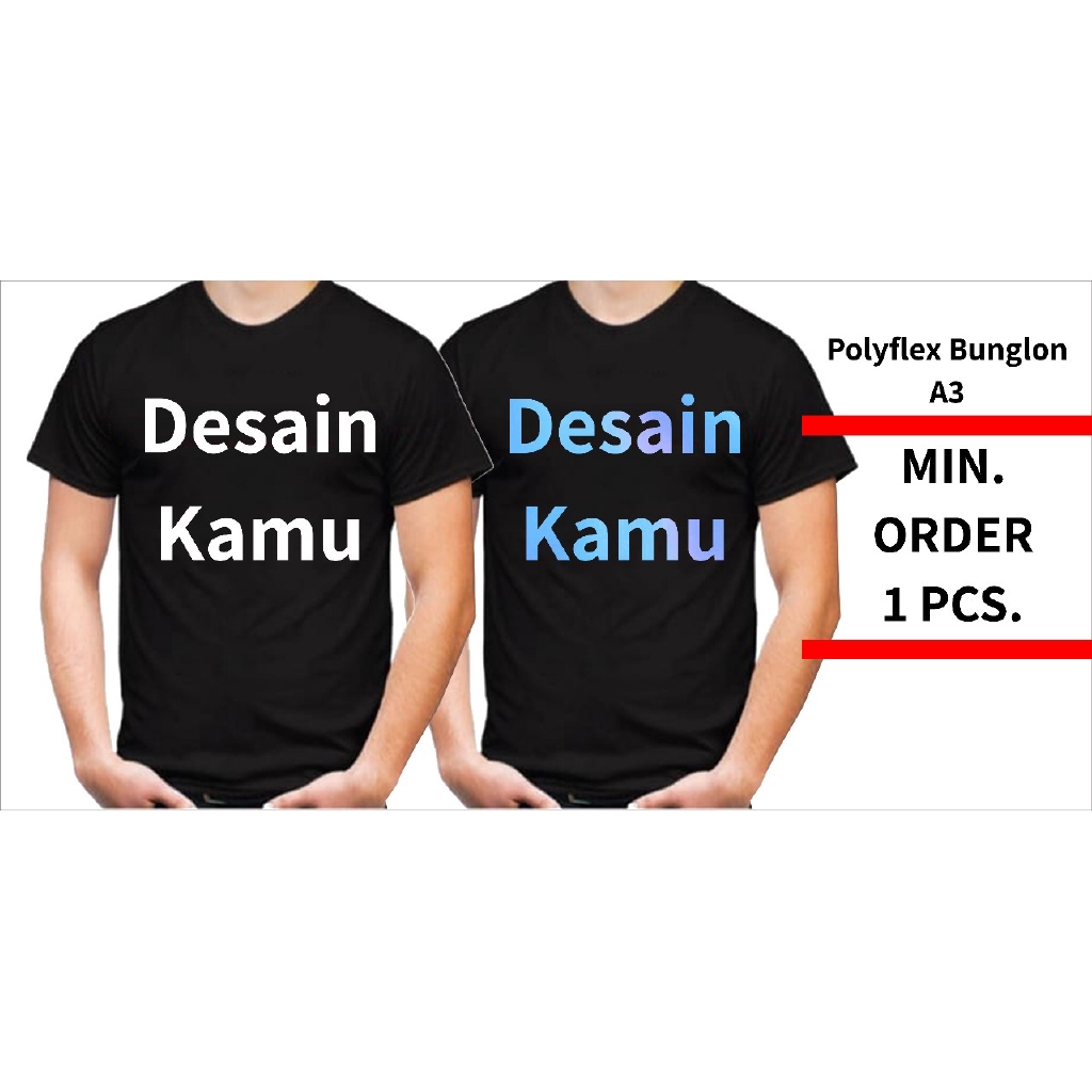 KAOS CUSTOM PRINT POLYFLEX BUNGLON BLUE PINK A3