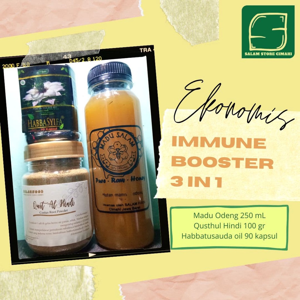 

Madu 250 mL + Qusthul Hindi 100 gr + Habbsyifa Oil 90 KAPSUL (Immune Booster 3 in 1 - Bundling Madu Herbal Ekonomis) - Madu Asli & Murni /Raw & Pure Honey + Kayu Hindia/ Qust Al Hindi + Habbatusauda Oil 90 Kapsul (Solusi Menaikkan imunitas-Booster Alami)