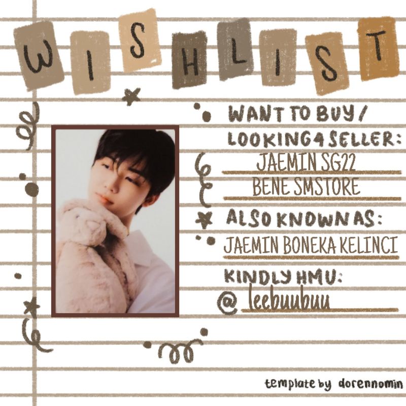 WTB / want to buy jaemin sg22 bene smstore kelinci photocard season greetings benefit pc