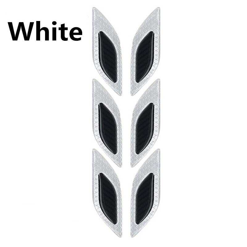 LARATH Carbon Fiber Car Sticker Auto Warning Decal Strips 6PCS - 1183-Putih