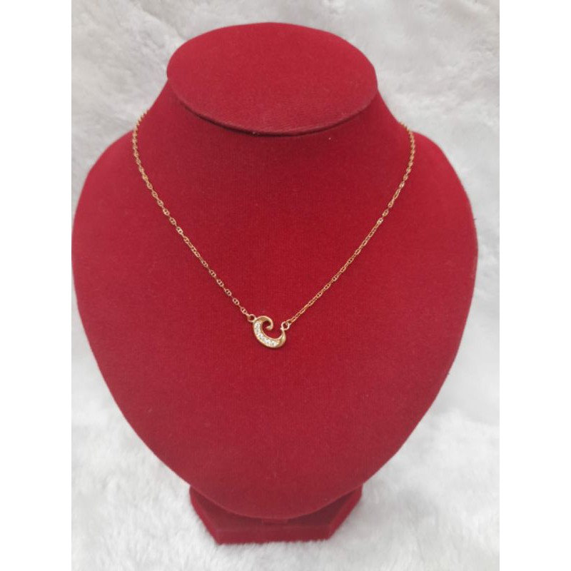 Kl230Jm37Jm kalung liontin inisial nama abjad huruf C permata emas asli gold berat 3.450 kadar 70%