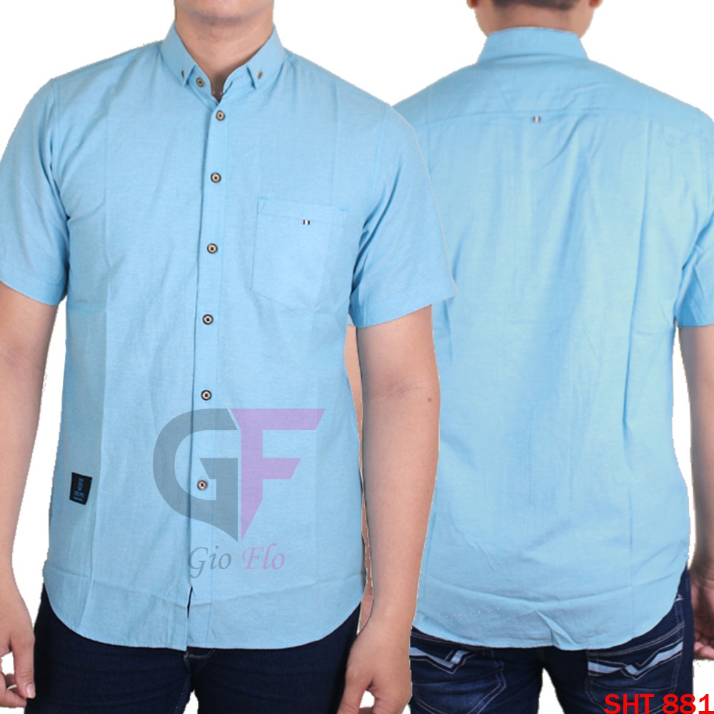 GIOFLO Kemeja Pria Lengan Pendek Oxford Polos Casual (Banyak Pilihan Warna)