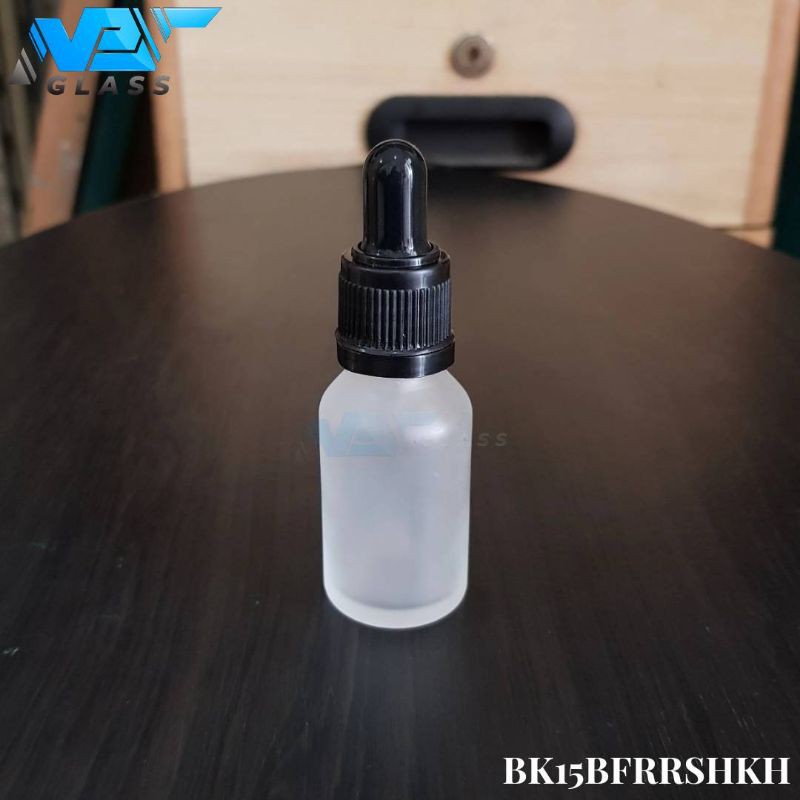 botol pipet kaca frosted 15ml - ring hitam segel