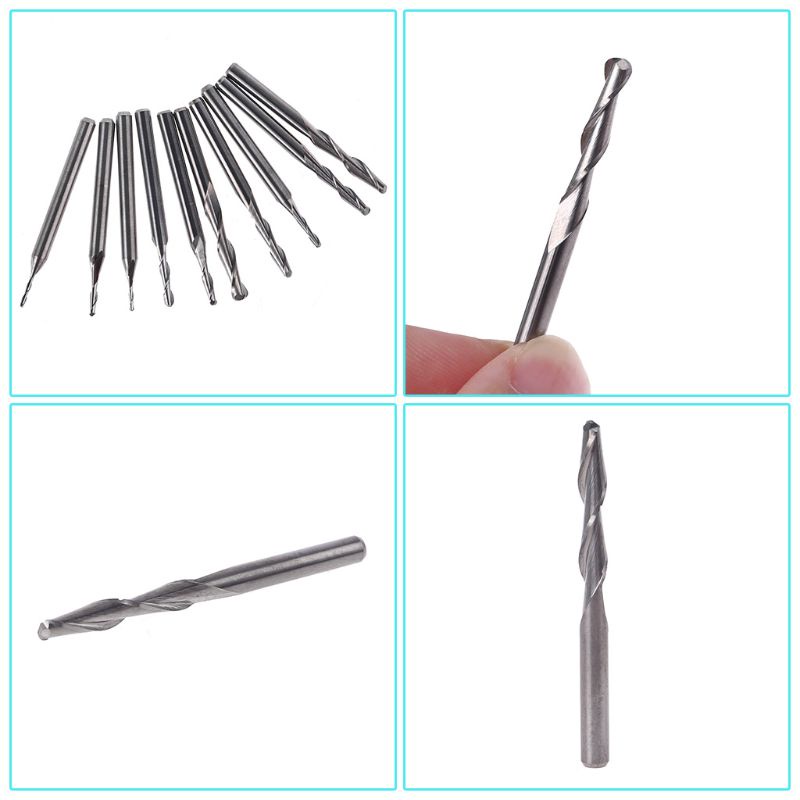 Cre 10pcs Mata Profil Carbide Cnc 1 / 1.5 / 2.0 / 2.5 / 3.175mm