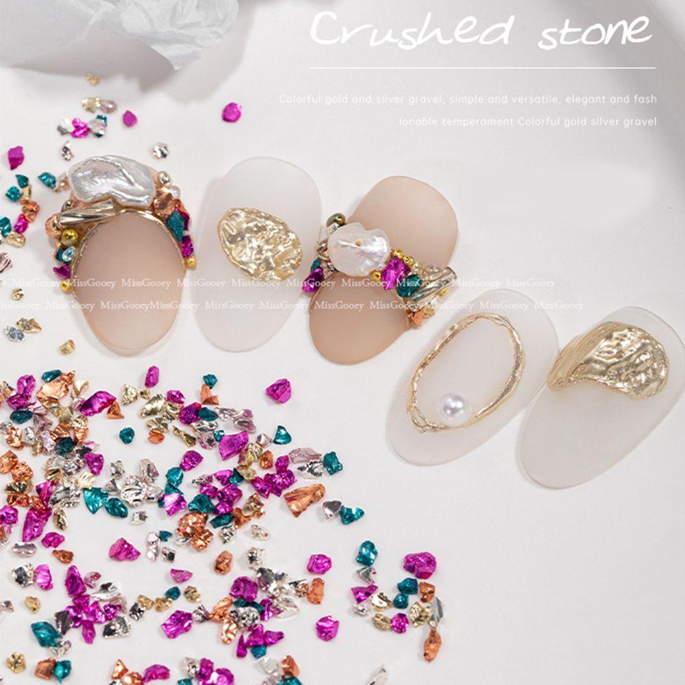 Agustina Kuku Berlian Imitasi 3D Desain Tidak Teratur Trendi DIY Manicure Gravel Nail Charms