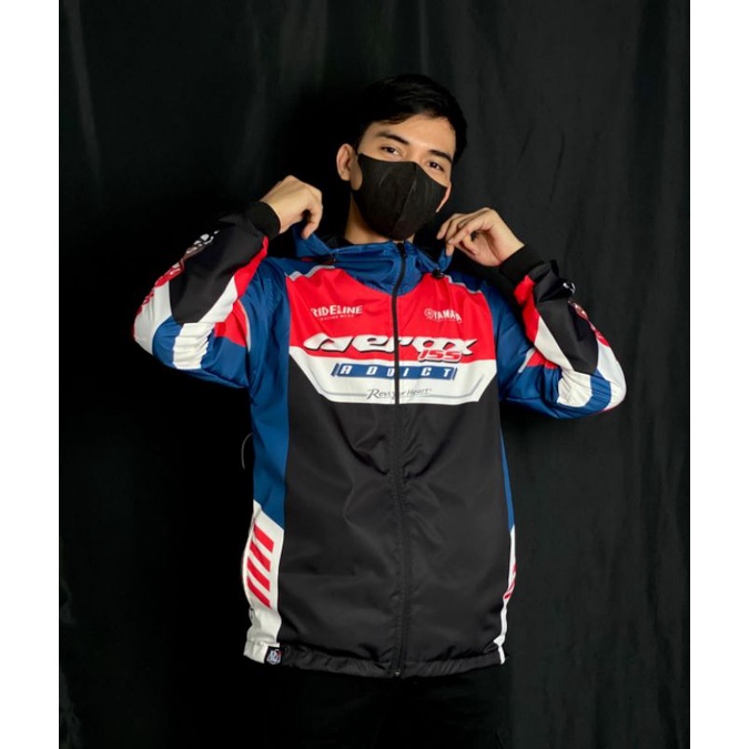 ✅ [WATERPROOF] JAKET YAMAHA AEROX ADDICT HOODIE SUNMORI RIDELINE