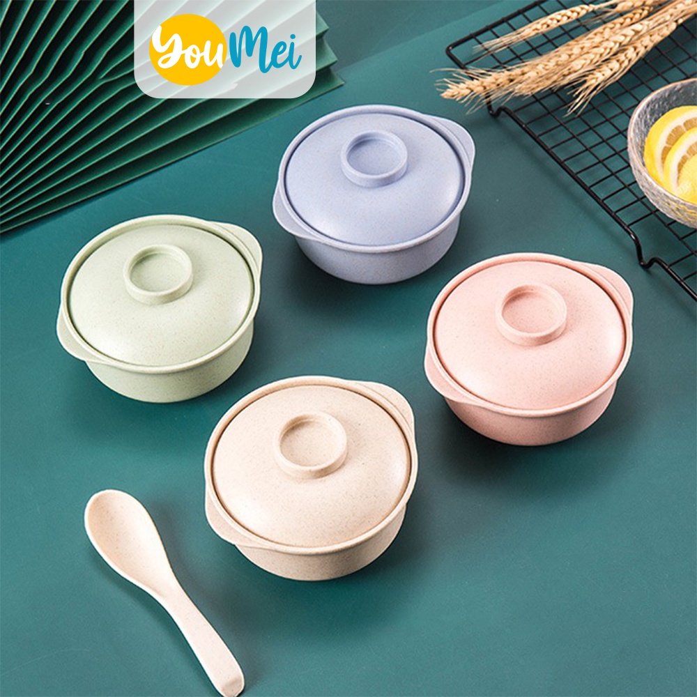 Set Mangkuk Sayur Dengan Tutup dan Alat Makan Sendok  / Cover The Cup Bowl / Soup Bowl /  Mangkuk Bubur Dengan Tutup / Mangkuk Nasi / Mangkuk Sup  - 1206