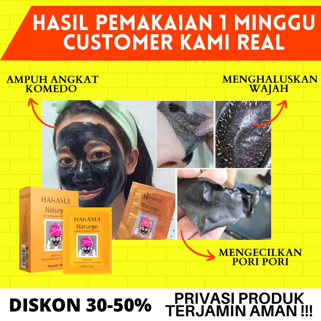 MASKER KOMEDO MASKER LUMPUR WAJAH MASKER HANASUI NATURGO PENCABUT KOMEDO ORIGINAL BPOM