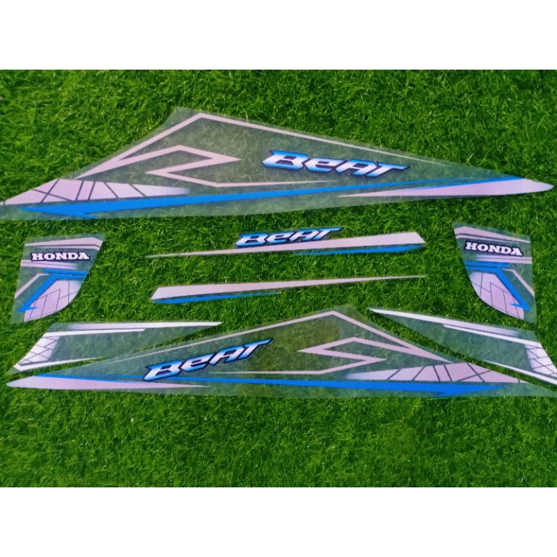 Striping Beat Karbu Transparan Custom List Elegance Biru Sticker Beat Karbu Transparan Custom