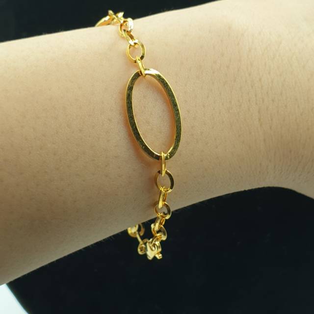 Gelang emas asli 16K fancy variasi lonjong