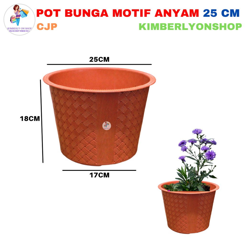 Kimberlyonshop Pot Bunga Plastik Motif Anyam 25 Cm CJP