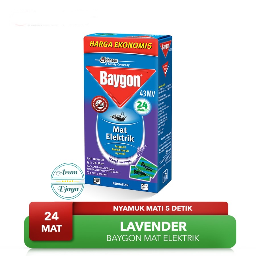 Baygon MAT Lavender Elektrik 24ea Isi Obat Nyamuk Mat Elektrik 24 MAT 24 MALAM
