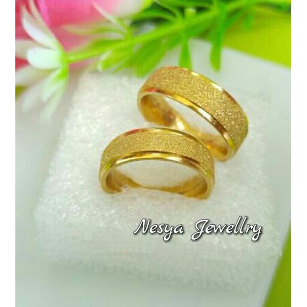 Terbaru  Cincin Couple Pasir Polos Lapis Emas ~  Ring Love ~ Nesya Jewellry  Murah