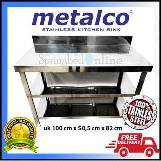 TERLARIS MEJA  DAPUR  KOMPOR STAINLESS STEEL 3 RAK 