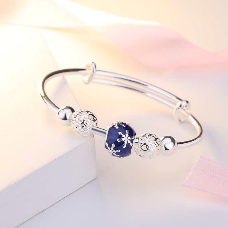 Gelang Bahan Sterling Silver S925 Desain Bunga Sakura Hati Angsa Aksen Mutiara Gaya Korea Untuk Wanita