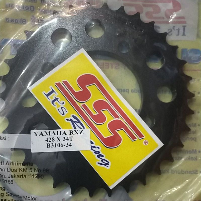 SSS RXZ GER 428 GEAR BELAKANG PNP RXZ RX KING JUPITER VEGA CRIPTON FIZR RX SPECIAL Z125 TIARA ALFA mx135-SSS 428 x 34black