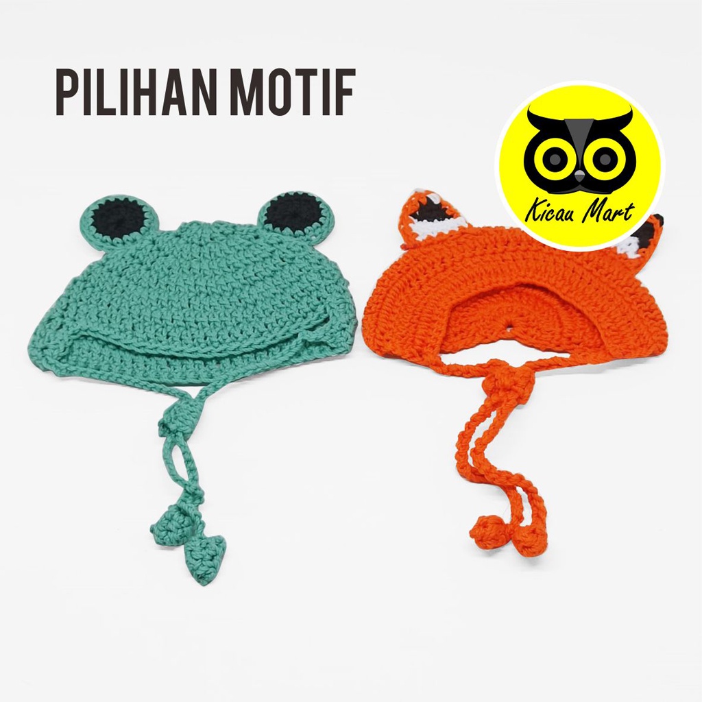 Topi Kucing Anjing Rajut Motif Katak Pet Bucket Hat Crochet Topi Bando Baju Mainan Kucing Aksesoris Kucing Karakter Kodok Topi Kucing Anjing Anabul Kelinci Monyet Crochet SEMPATI