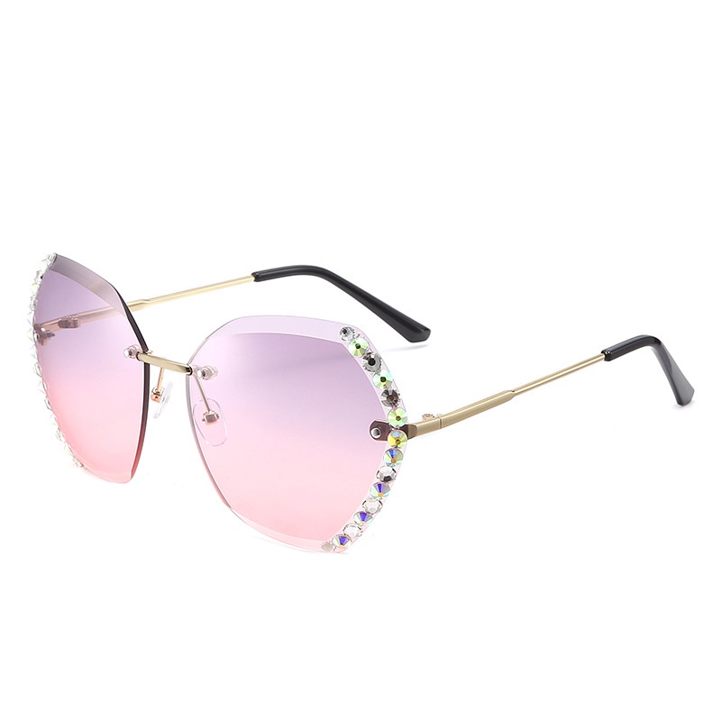 【CT】Baru Net Red Sunglasses Korea Frameless Cut Edge Diamond Ocean Film Sunglasses Kacamata Wanita