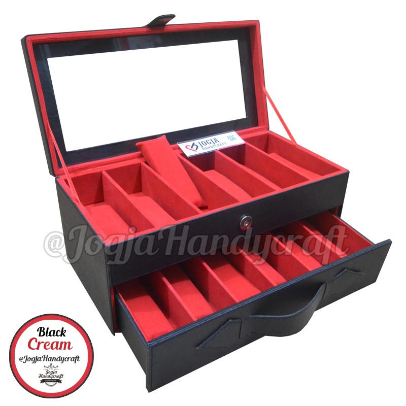 Kotak Tempat Kacamata Isi 12 / Glasses Box organizer  - Black Red