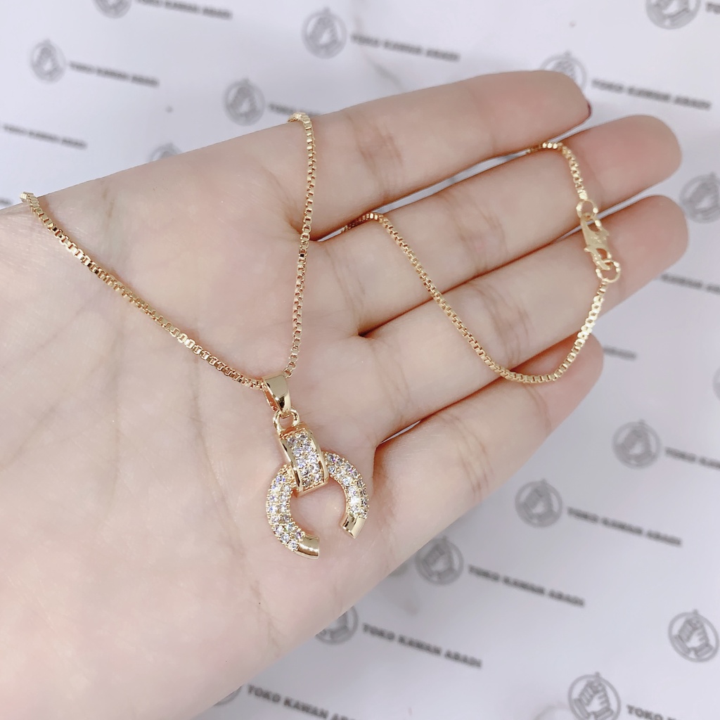 Xuping Gold Kalung Wanita Liontin Permata Full Anti Karat *50