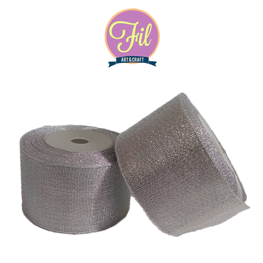 

Pita Satin Silver Kasar 2 inch / Pita Silver Kain 2" /Pita Satin 2inch