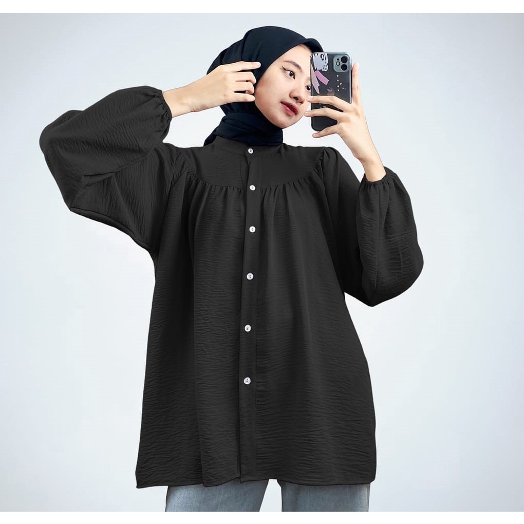 AFI - EC - ⭐️ PREMIUM AIRFLOW CRINCLE ⭐️ Rashifa Shirt Oversize Blouse CRINCLE