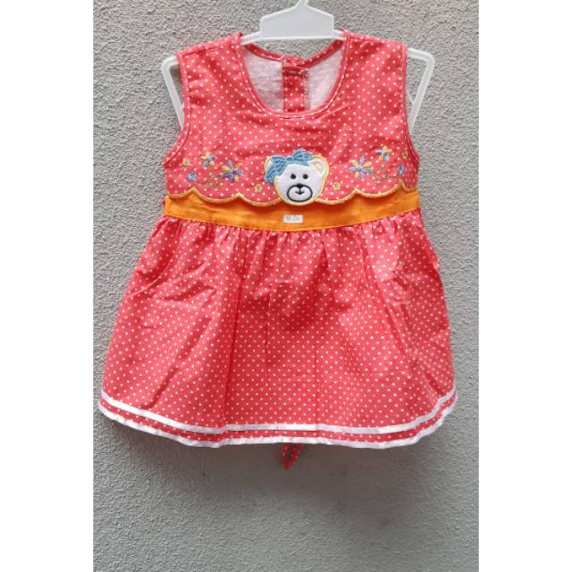 Rok balita perempuan motif polkadot beruang