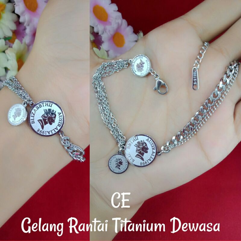 {TITANIUM ASLI} GELANG RANTAI DEWASA DOLLAR