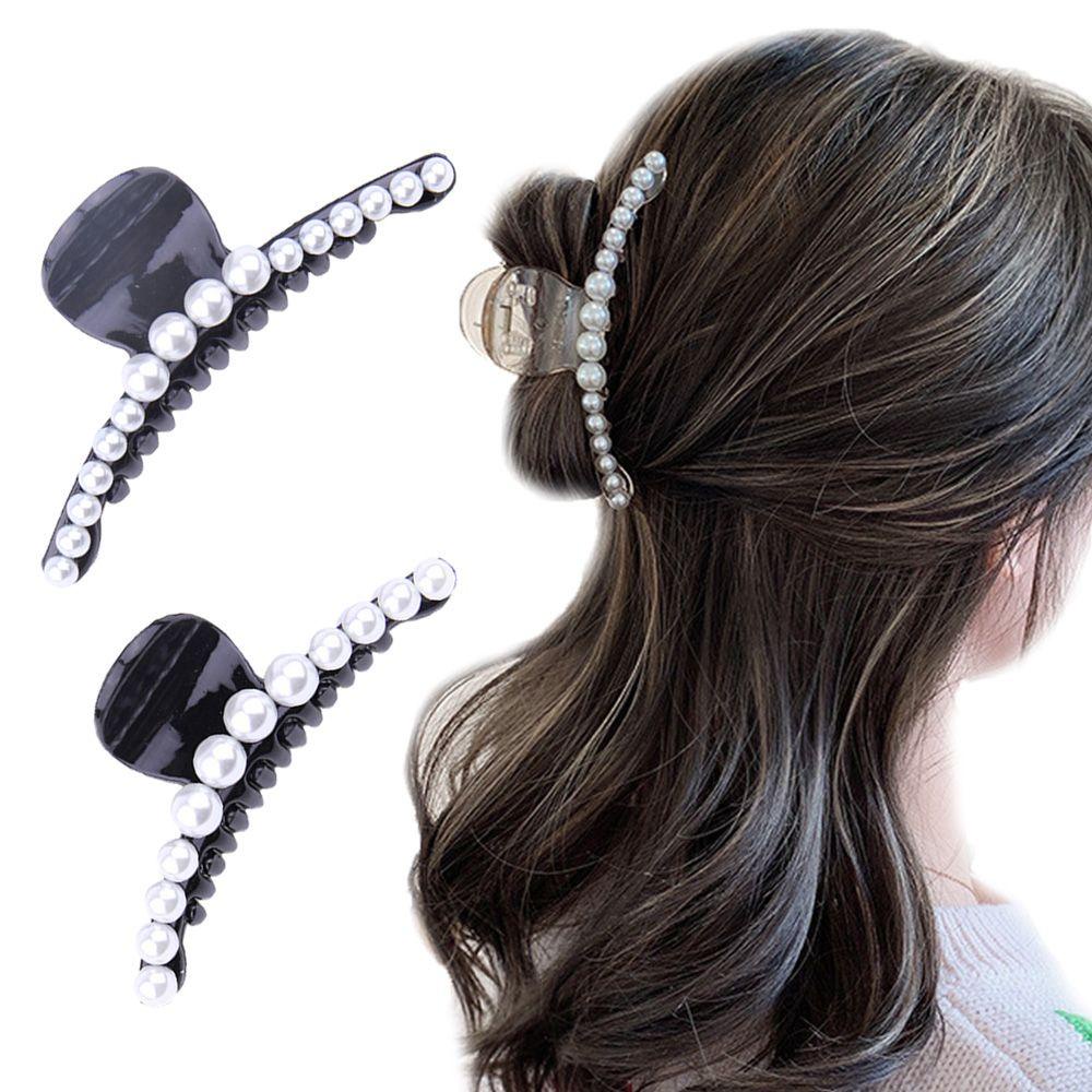 AUGUSTINA Pearl Hair Claw Wanita Korea Aksesoris Rambut Disk Rambut Elegent Plastik Grab Clips