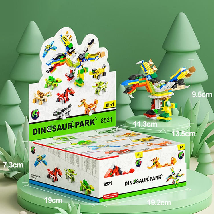 (COD) 8IN1 Mainan Balok Dinosaurus Mainan Anak Edukasi DIY 3D Puzzle Brick Mini