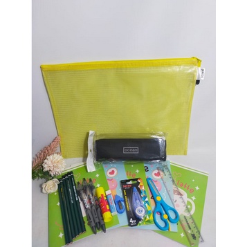 ALAT TULIS SEKOLAH CUSTOM MAP ZIPPER JARING / PAKET ALAT TULIS SEKOLAH LENGKAP STANDAR SD SMP SMK