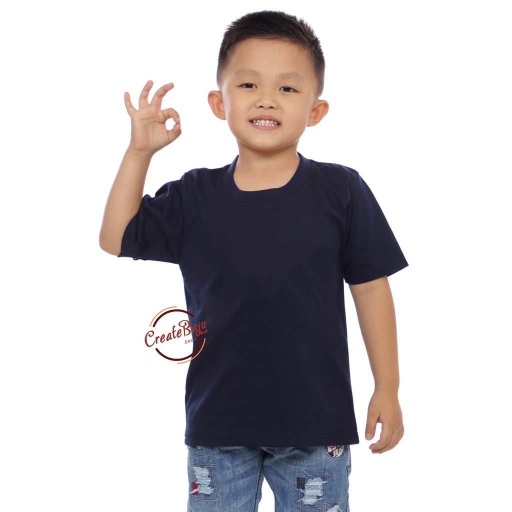 KAOS ANAK POLOS MURAH 1-7 TAHUN NAVY BAJU ATASAN ANAK LAKI POLOS BAHAN KATUN LENGAN PENDEK