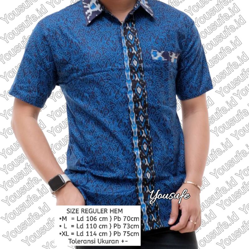 Batik Pria Lengan Pendek Seragam Kantor Model Warna Biru