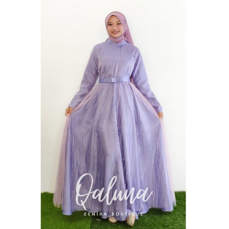 QALUNA GAUN TILE AKAR MUTIARA / BAJU PESTA / PENGANTIN / LAMARAN tersedia size kecil hingga jumbo