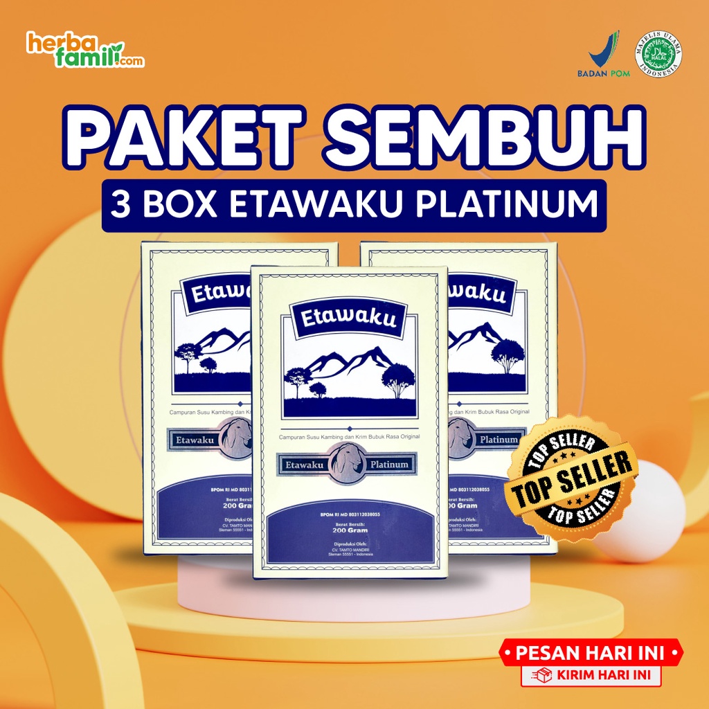 

Etawaku Platinum Paket Sembuh 3 Box - Susu Kambing Etawa Bubuk Murni Rendah Gula Untuk Kesehatan Pernafasan, Tulang & Sendi