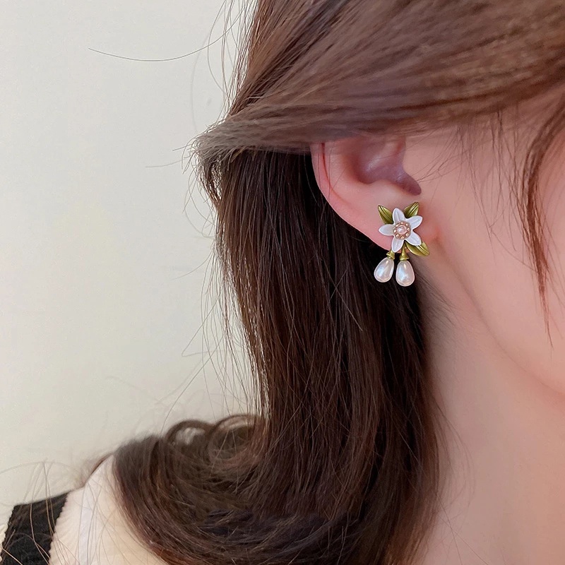 Set Perhiasan Kalung Gelang Anting Mutiara Putih Untuk Hadiah Wanita