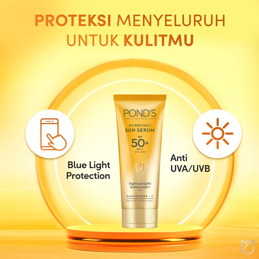 Pond's UV Protect Sun Serum SPF50+ PA++++ UVB UVB Lightweight Sunscreen with Niacinamid-C 30g