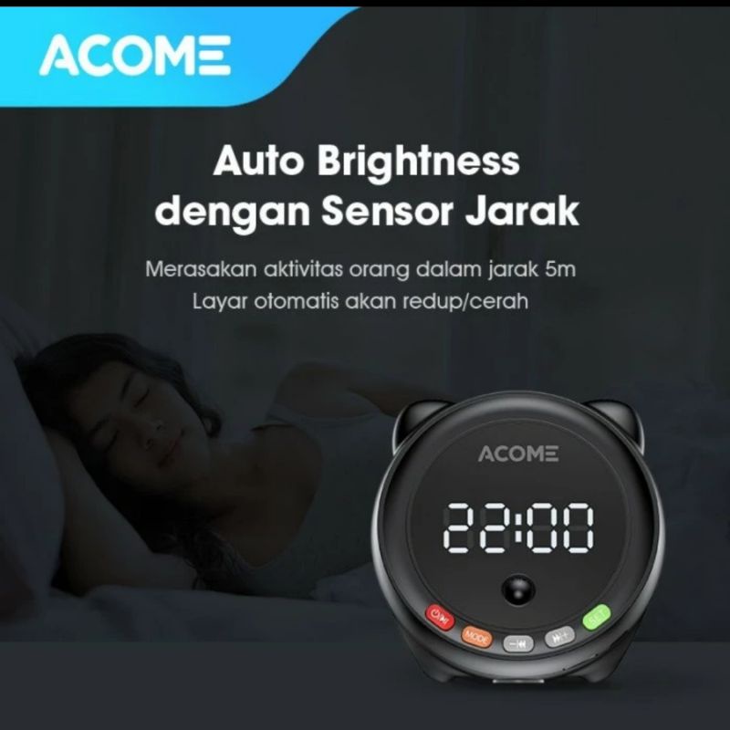 ACOME A9 Desk Clock Bluetooth Speaker FM Radio Alarm