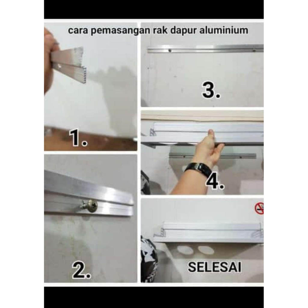 Rak Dapur Dinding Kitchen Rack Bumbu Gantung Aluminium Anti Karat Minimalis Modern