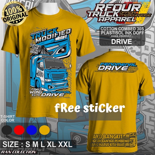 ▧♠♝kaos truck wahyu abadi free sticker/kaos truck rendi andika/kaos truk/kaos oleng/kaos katun/kaos