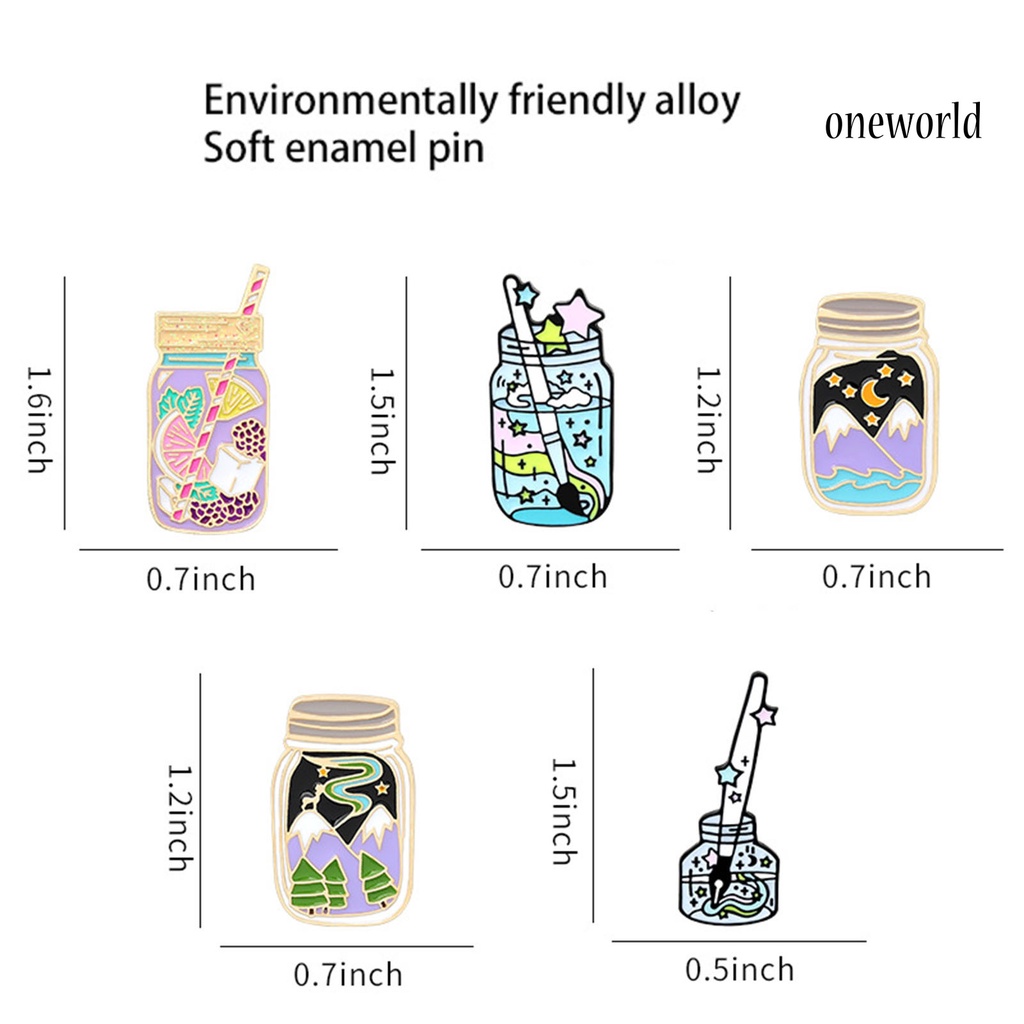 OW@ Cartoon Enamel Pin Ink Bottle Brooch Lapel Coat Jar Badge Clothing Accessories