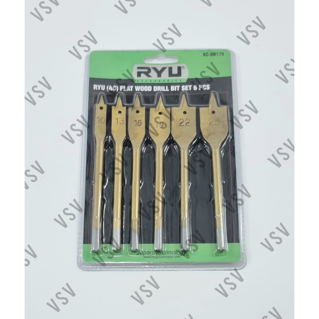 RYU Mata Bor Kayu set Mata Bor kipas set 6pcs Flat Wood Drill Bits