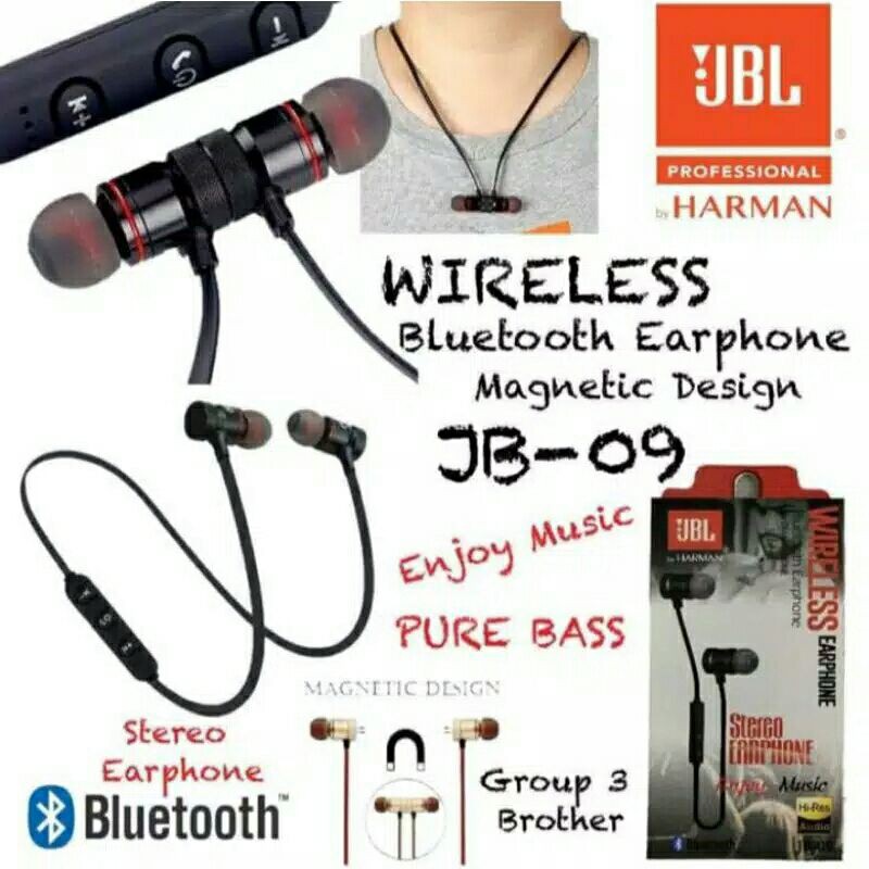 Headset Wireless JBL Magnetic Bluetooth