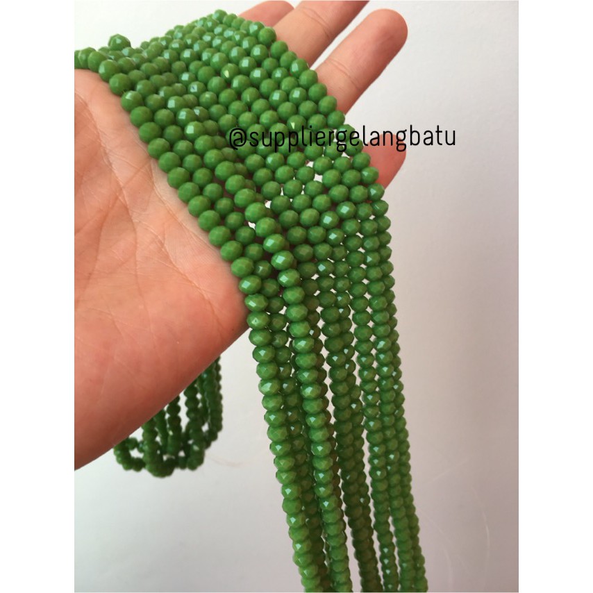 Crystal Ceko Doff 6mm GREEN HIJAU Bahan Gelang Kalung Craft DIY Craft aksesoris supplier grosir