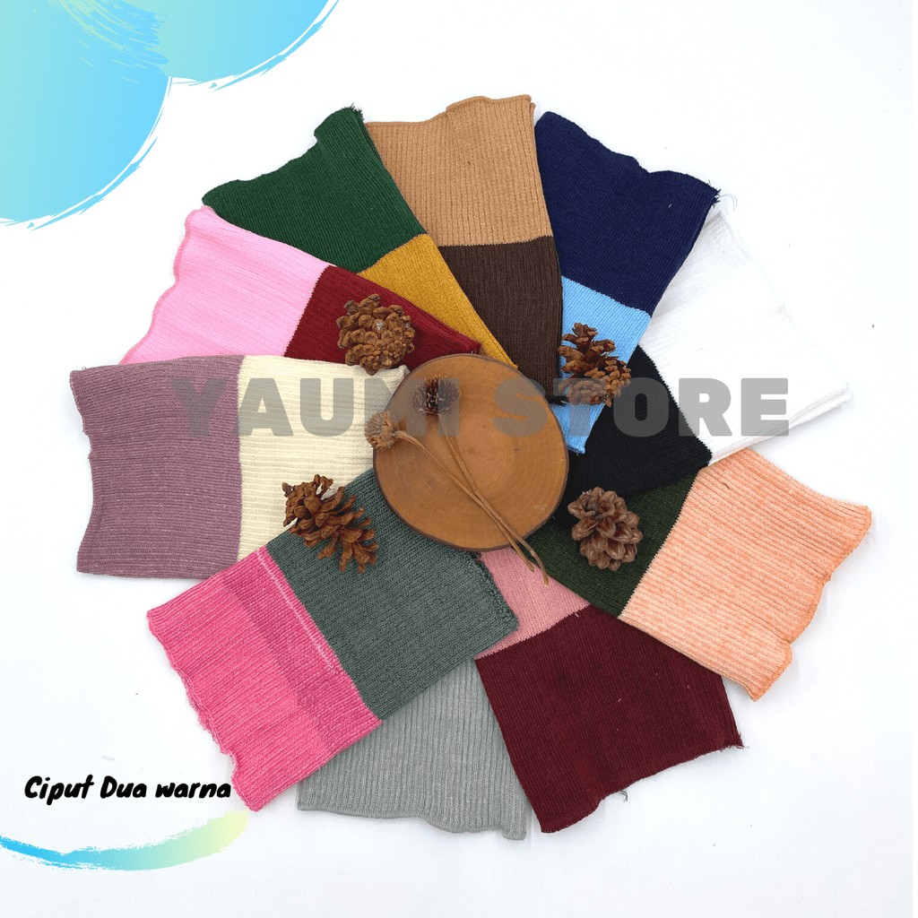 Bandana ciput rajut two tone/2 warna (Warna Random)